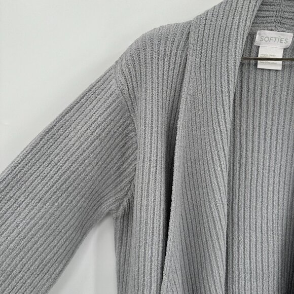 Softies Rib Chenille Drape Front Cardigan in Gray size S/M NWOT - Picture 2 of 7
